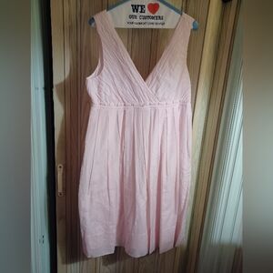 Gap silk blend midi dress sz 14 pale pink wrap top pleated bottom. 30% Silk